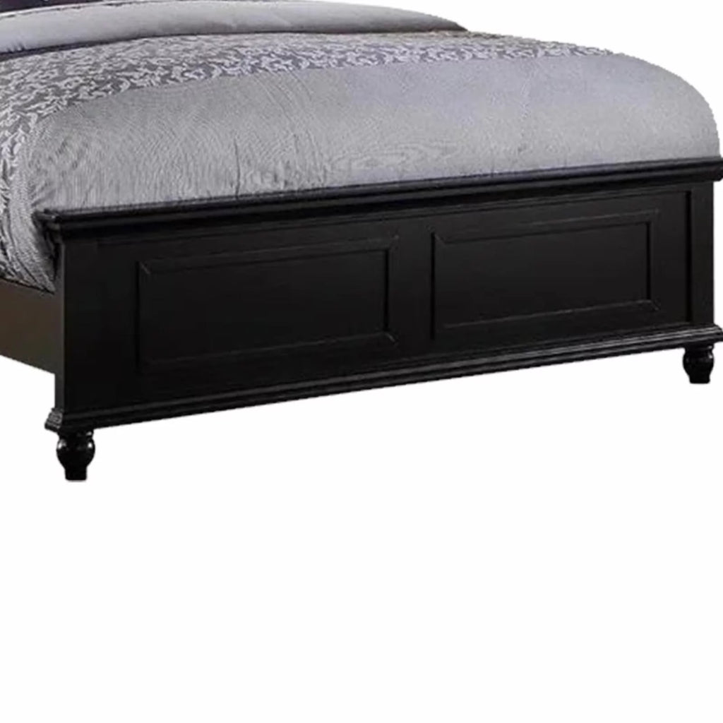 King Wooden Bed Dark Walnut Veneer White E43611