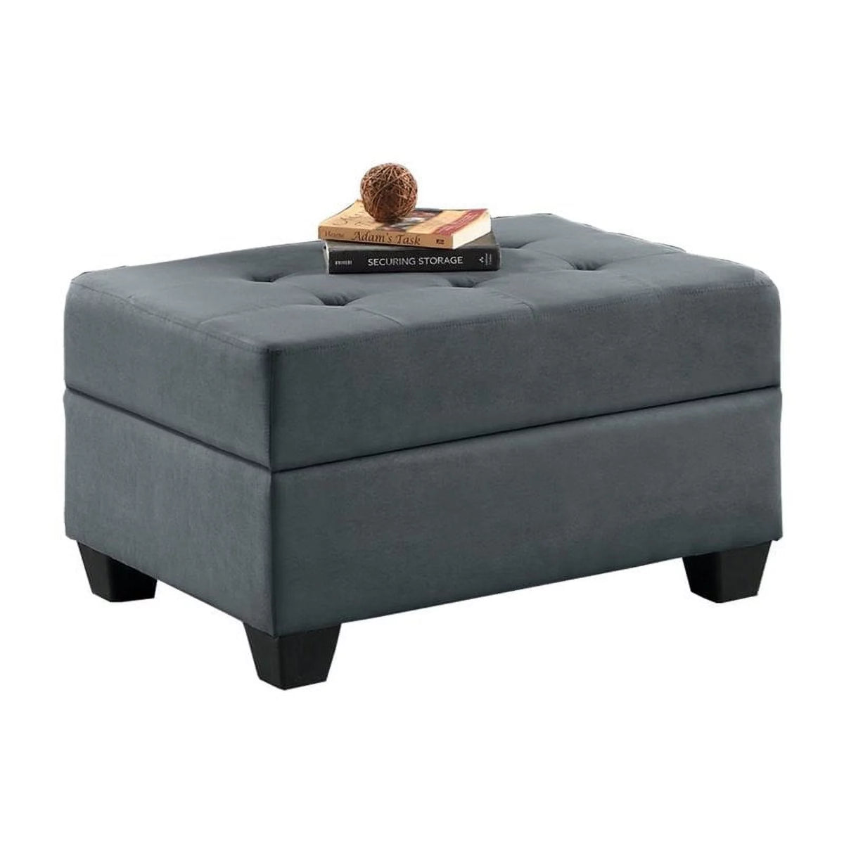 Dark Grey Upholstered Storage Ottoman P576