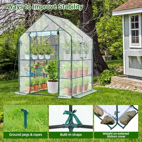 Plastic Greenhouse with Improved Transparent PVC Cover, 3 Tiers 12 Shelves D949248