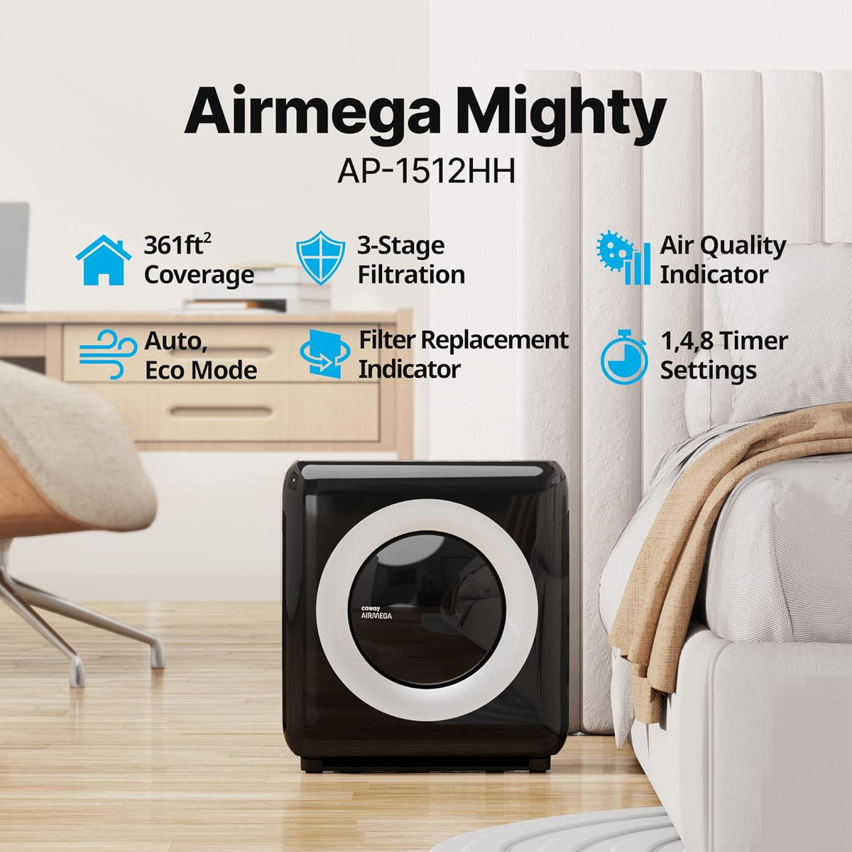HEPA Air Purifier with Auto Mode and 3-Stage Filtration H277559