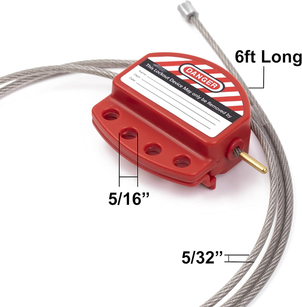6 ft Adjustable Steel Cable Lockout Tagout Lock with Vinyl Coating R4748