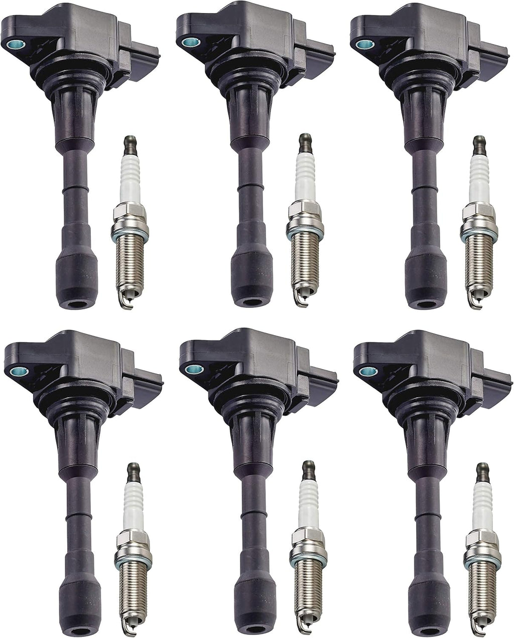 Set of 6 Iridium Spark Plug and 6 Ignition Coil Pack Compatible with Nissan Infiniti 3.5L V6 J5469
