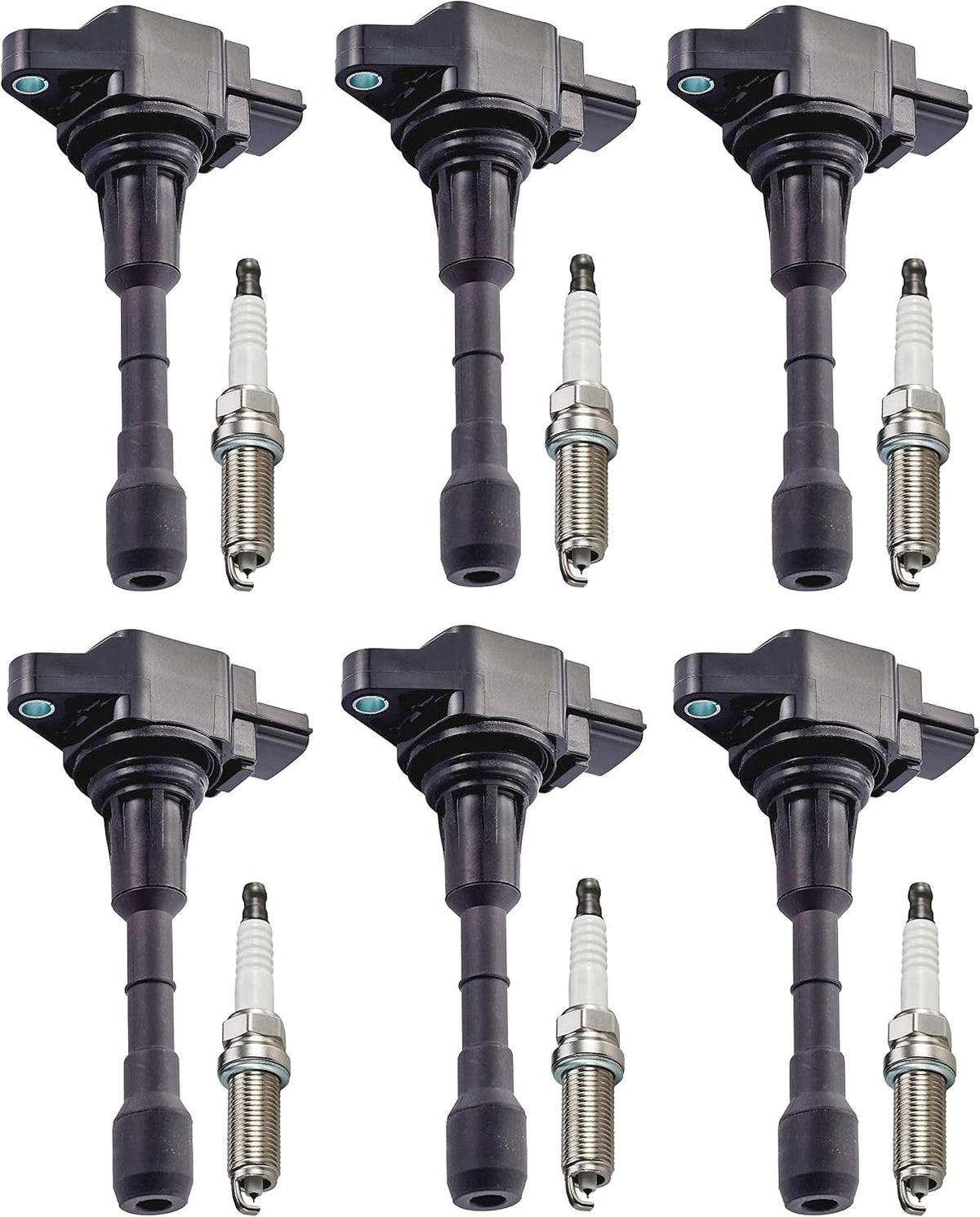 Set of 6 Iridium Spark Plug and 6 Ignition Coil Pack Compatible with Nissan Infiniti 3.5L V6 J5469