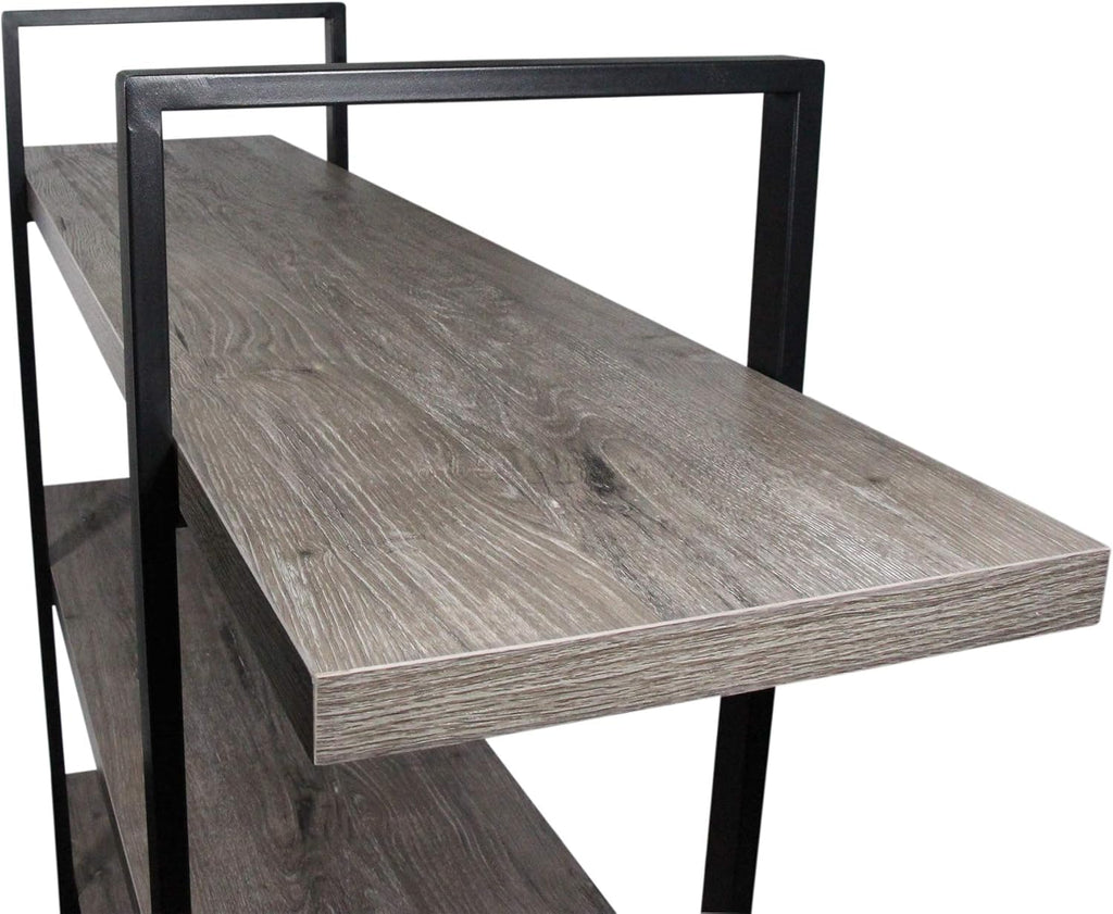 Gray Oak 4-Tier Metal and Wood Bookshelf A964276