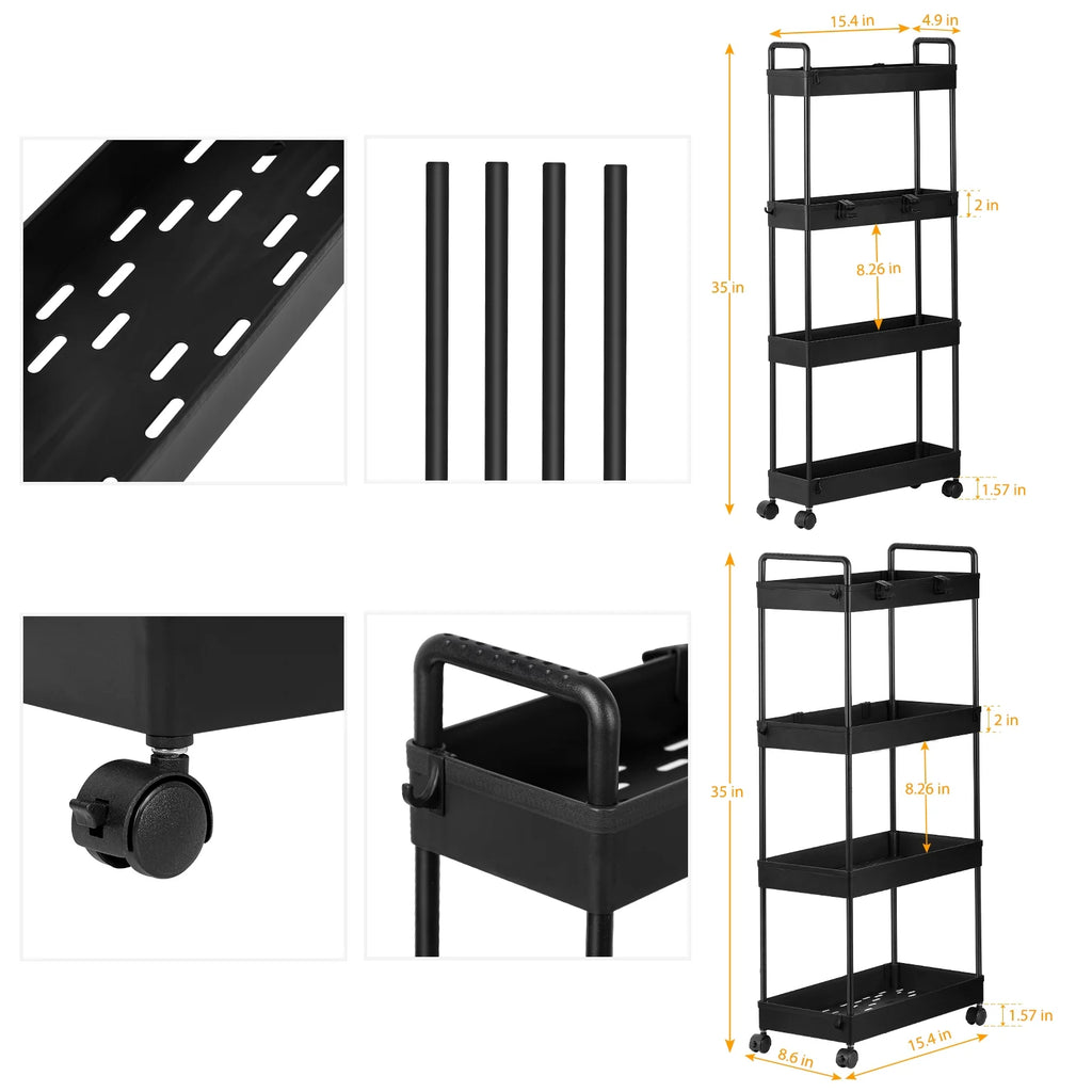 4 Tier Slim Storage Cart with Wheels, 2 Pack G644124