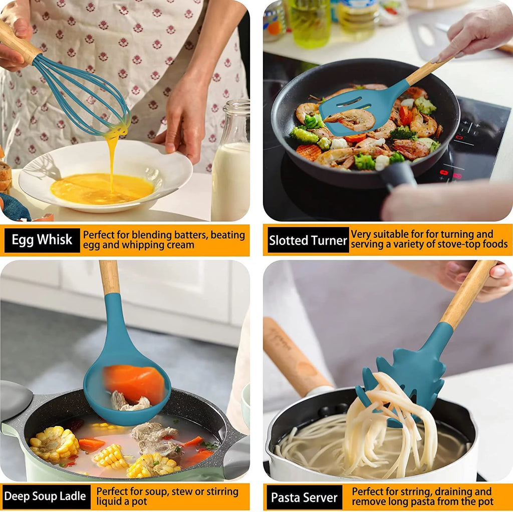 15 Piece Blue Silicone Cooking Set S328