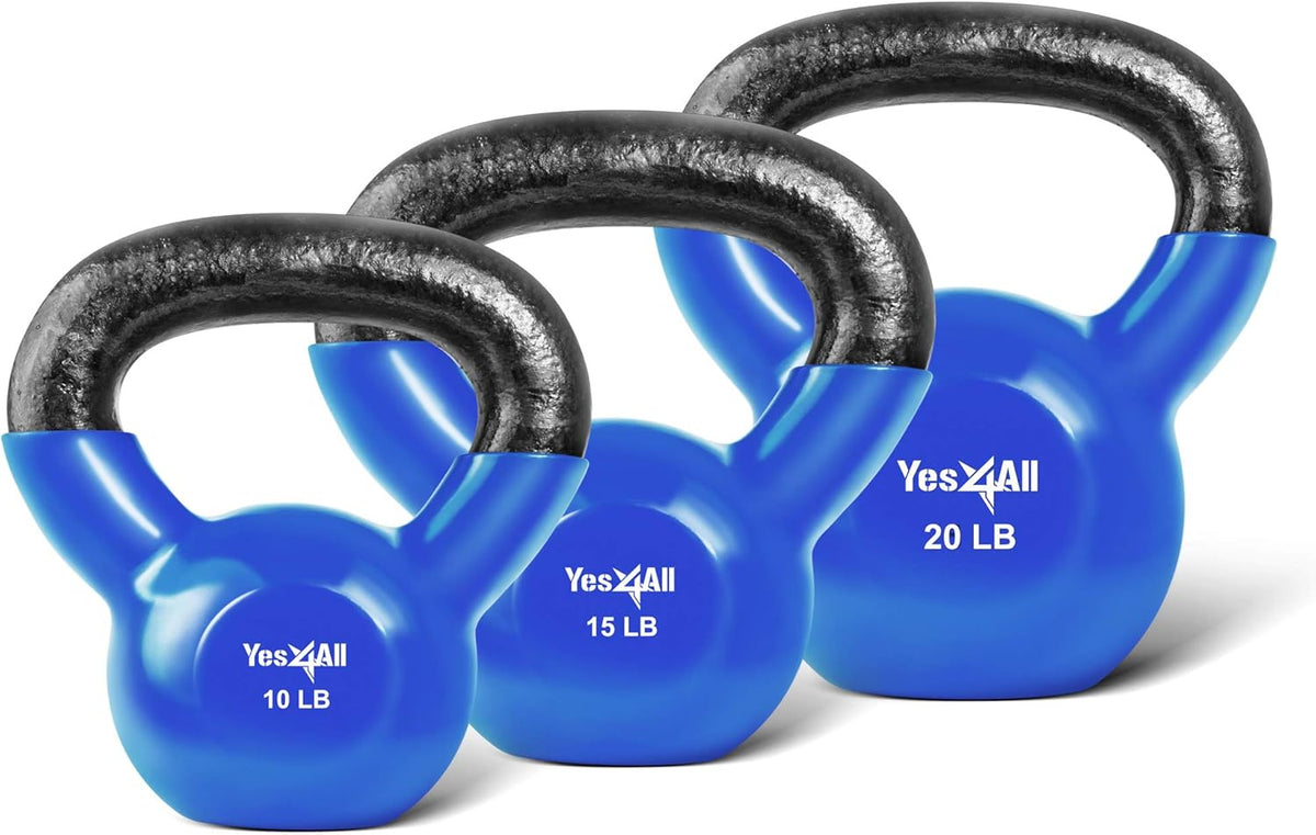 Vinyl Coated Kettlebell Set of 2, 25, 30, 35, 45, 60, 70, 105 lbs W296860