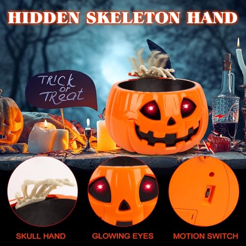Motion Activated Pumpkin Candy Bowl with Creepy Sound K596