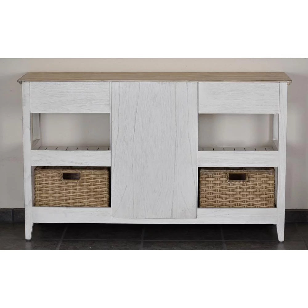 White Light Brown Wood Sideboard with Baskets X20660