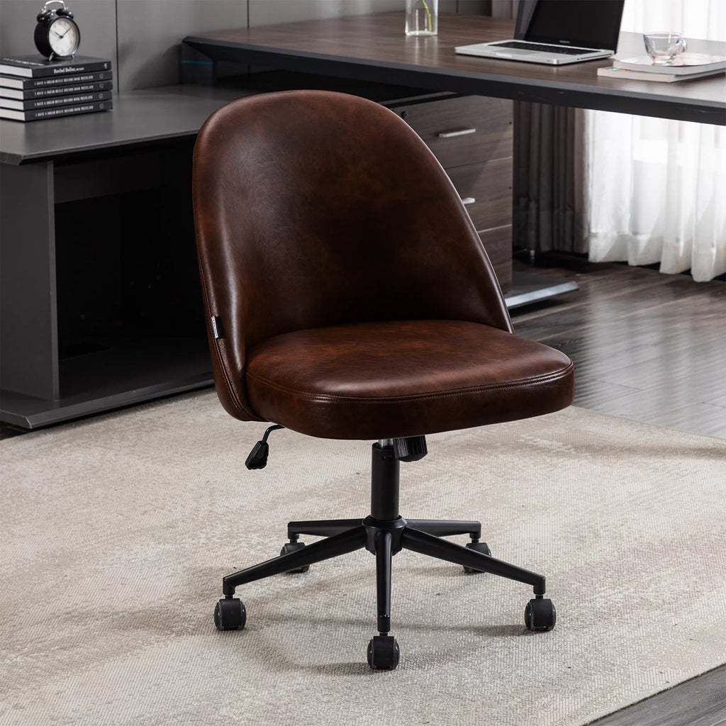 Home Office Chair PU Leather Swivel Dark Brown R951538