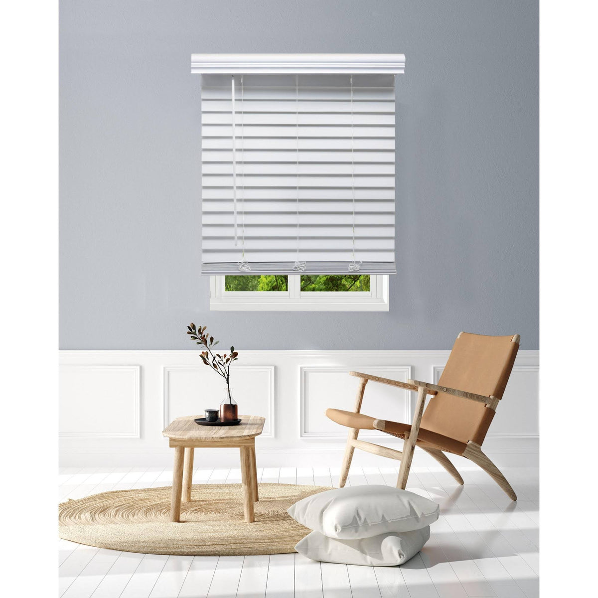 White Faux Wood Cordless Blinds J950021