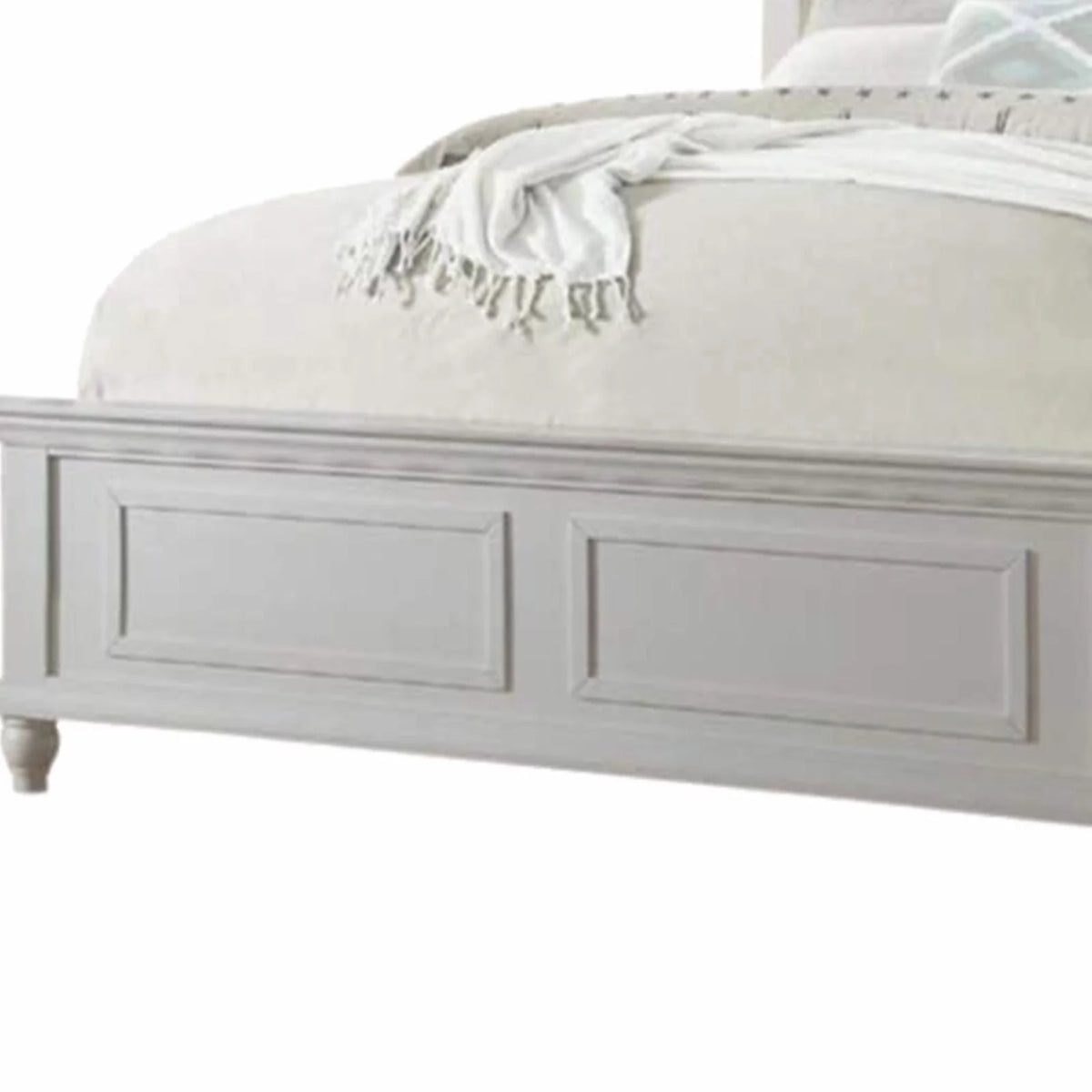 King Wooden Bed Dark Walnut Veneer White E43611