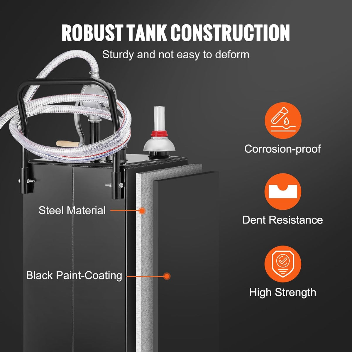 35 Gallon Black Fuel Caddy on 4 Wheels with Manual Transfer Pump N6848