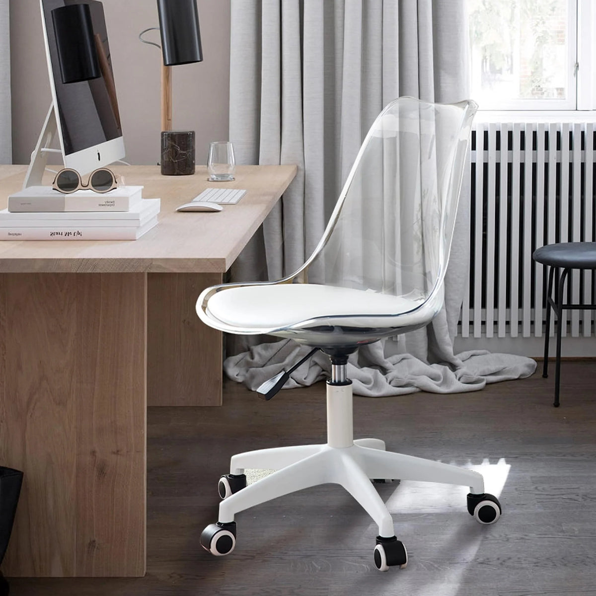 Adjustable 360 °Swivel Armless Computer Chair With Wheels H5587