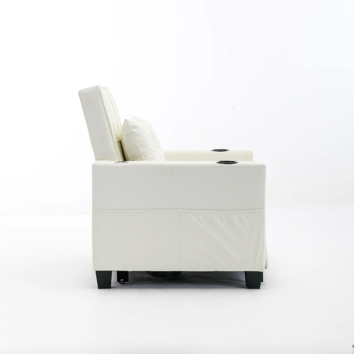 White Leather 3-In-1 Convertible Sleeper Chair Bed with USB Ports U163
