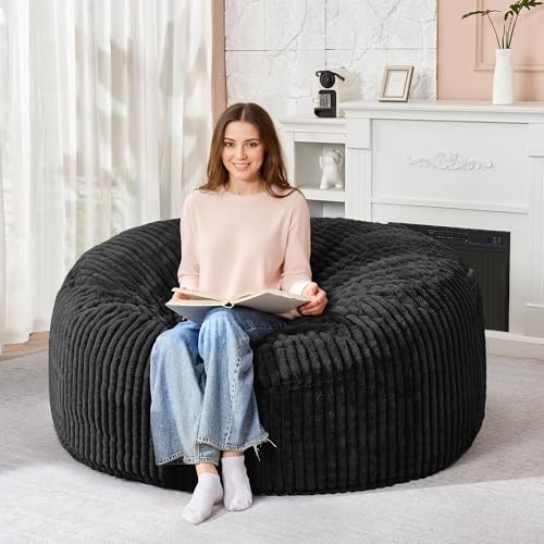 5FT Grey Memory Foam Bean Bag Chair with Plush Cover C64161