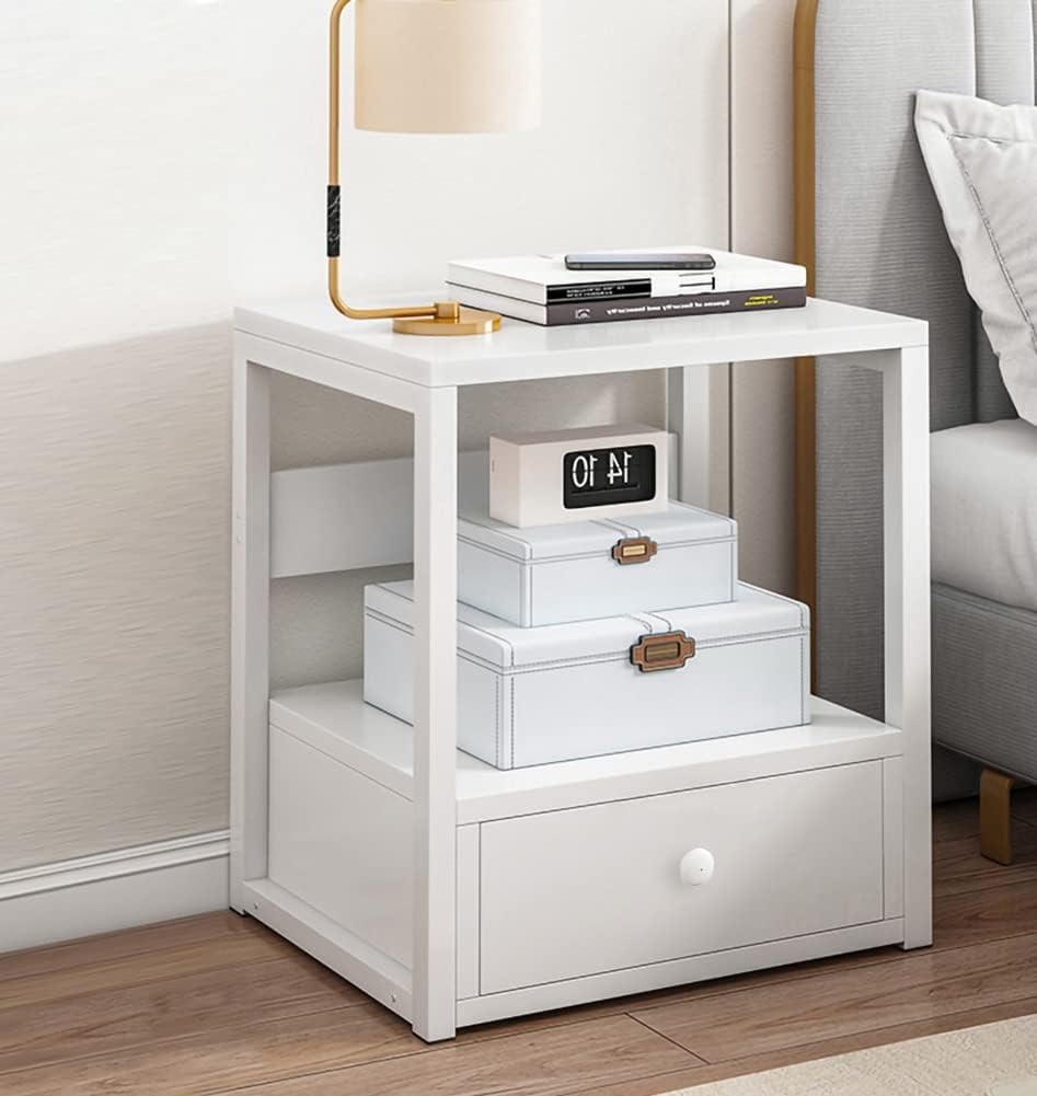White Nightstand with Drawers U408