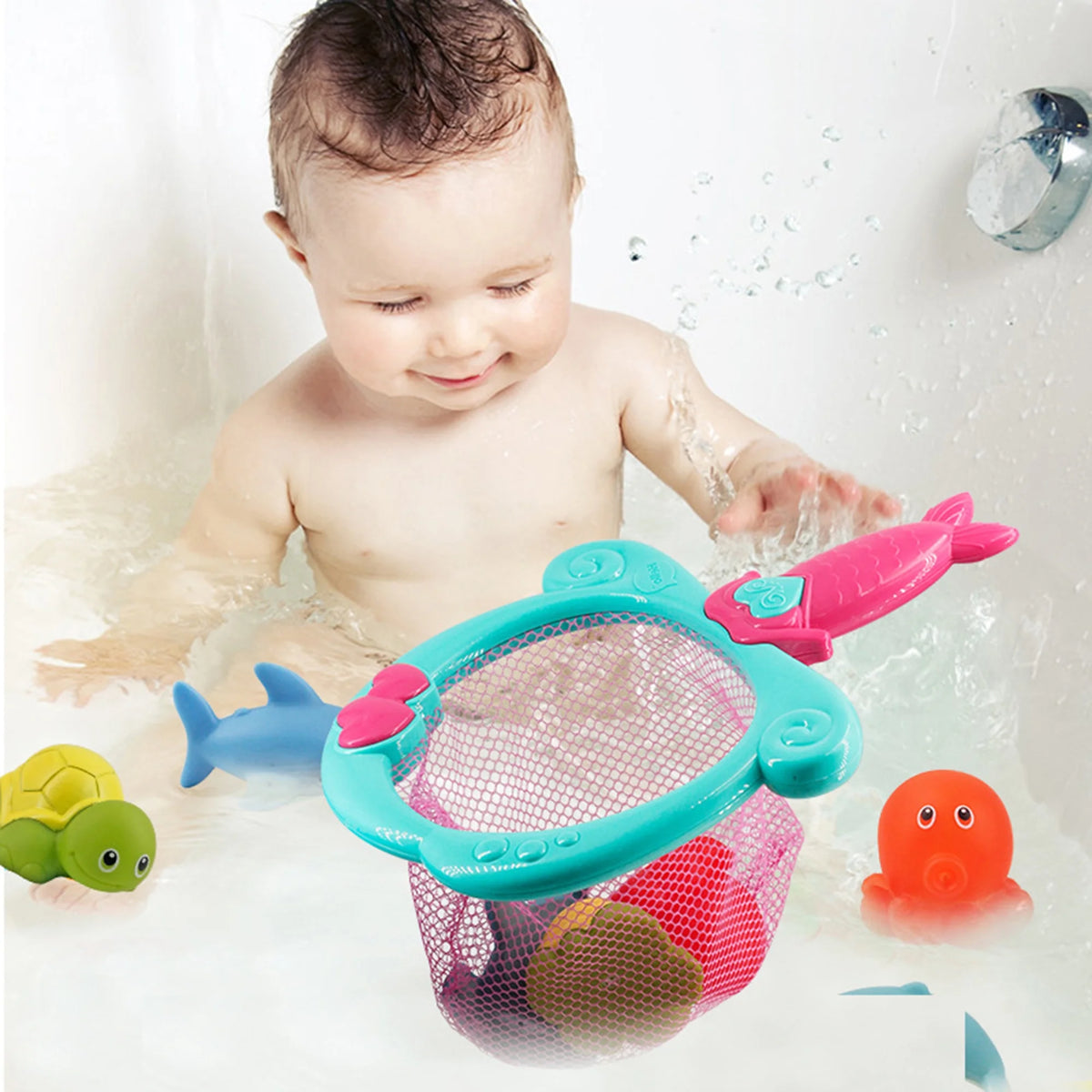 Baby Bath Toys Bathtub Toys with Net Color Changing Floating Pool Toys C88051