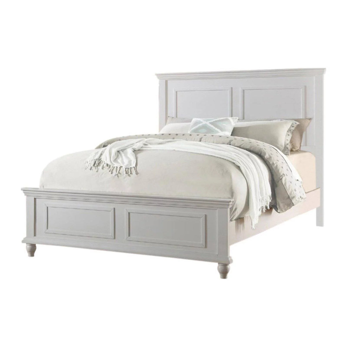 King Wooden Bed Dark Walnut Veneer White E43611