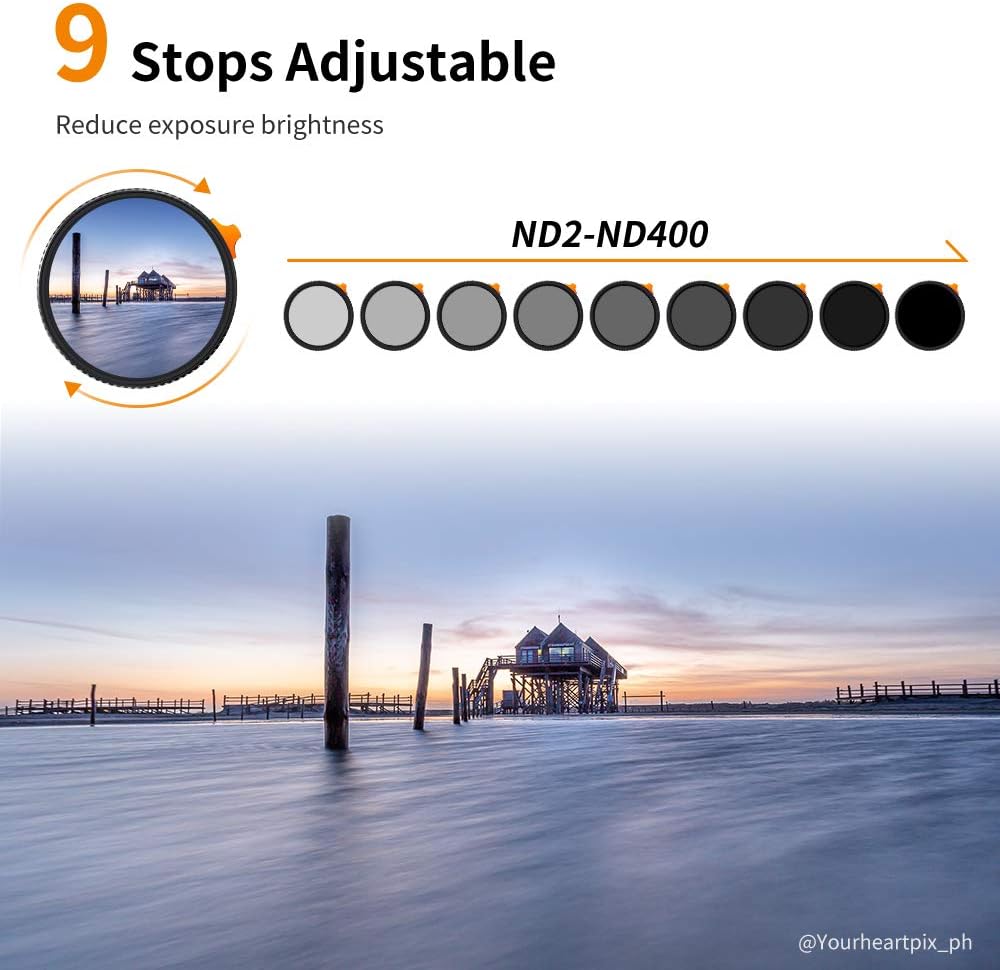 55mm Variable ND Filter ND2-ND400 Multi-Layer Coatings AGC Glass K338
