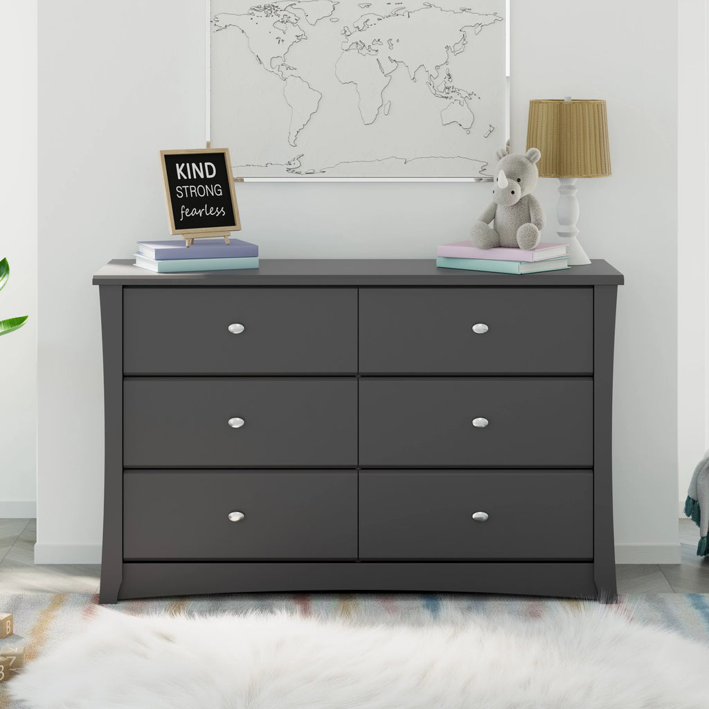 White 6 Drawer Double Dresser X97005