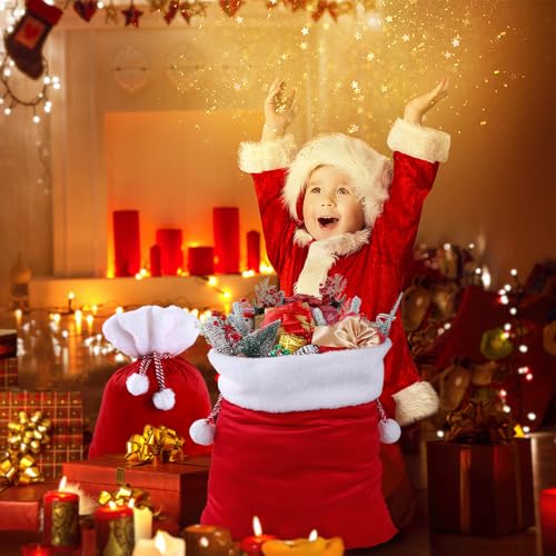 2pcs Christmas Velvet Santa Bags with Drawstring K998120