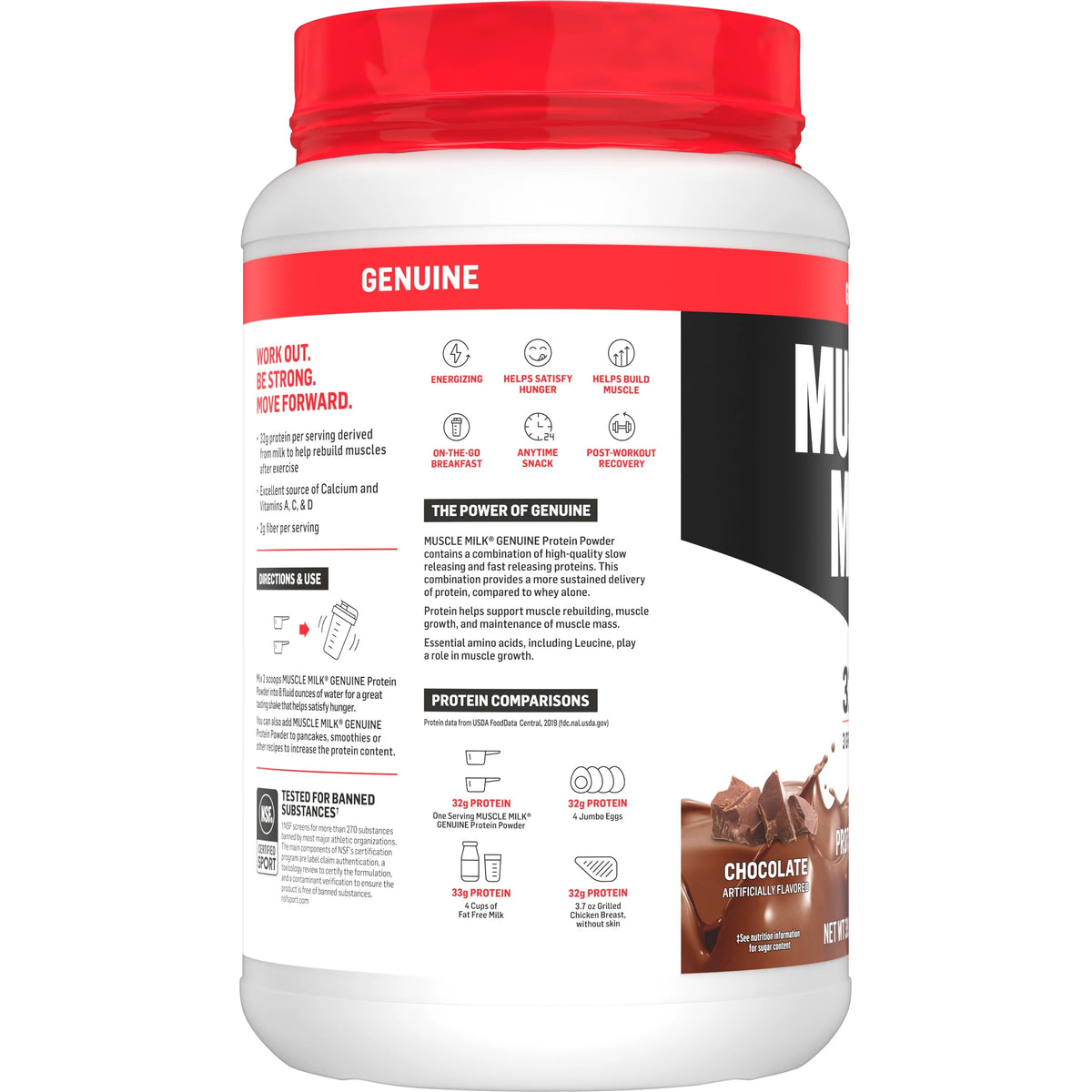 Chocolate Protein Powder, 2.47 Pound, 16 Servings J4069