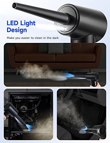 Compressed Air Duster 3-Gear 51000RPM Cordless Rechargeable LED Light Black P88348