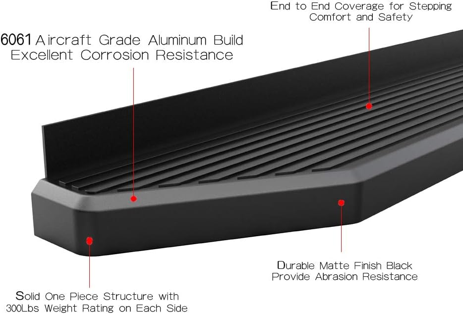 Black Powder Coated Aluminum Running Boards L9384