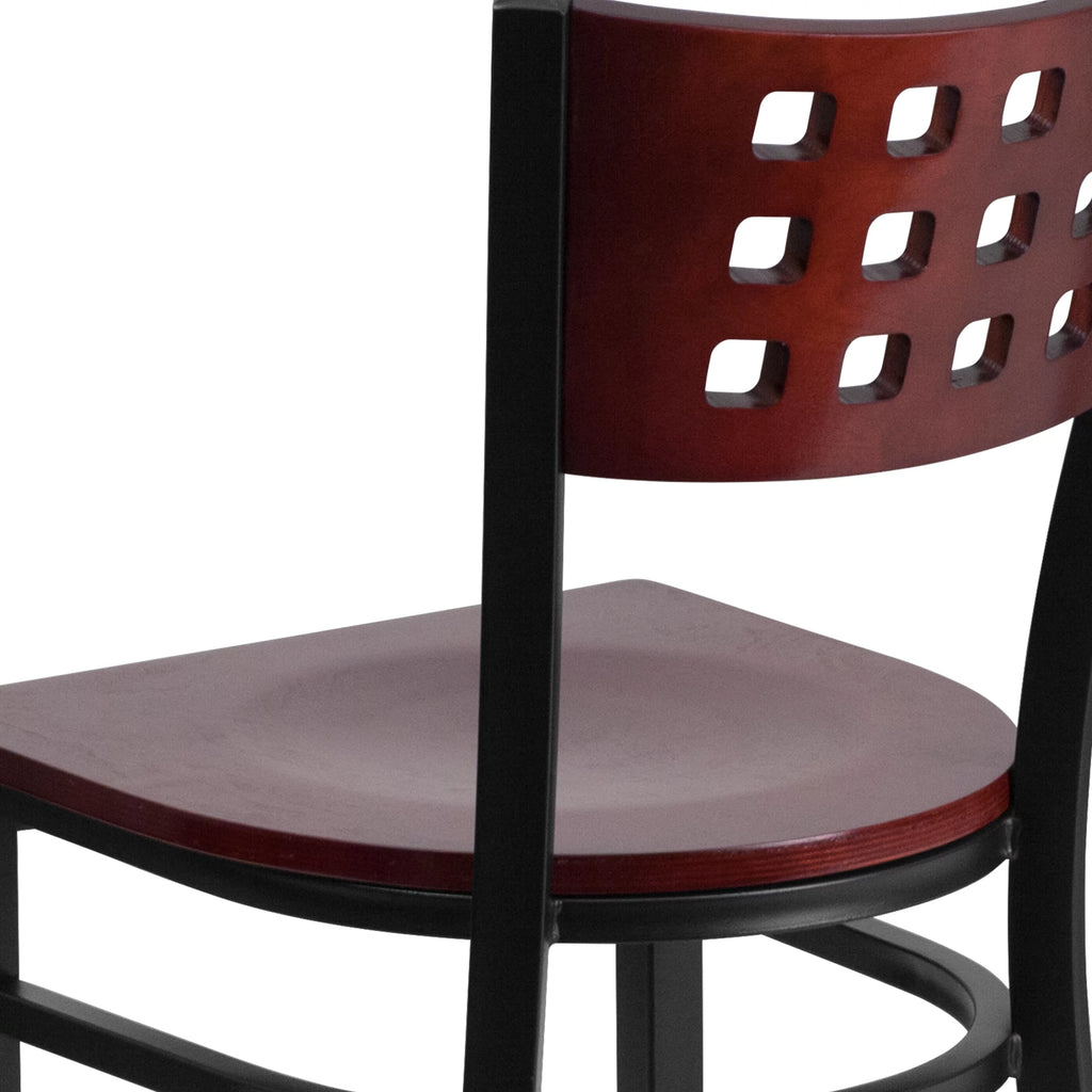 Black Cutout Back Metal Dining Chair B123