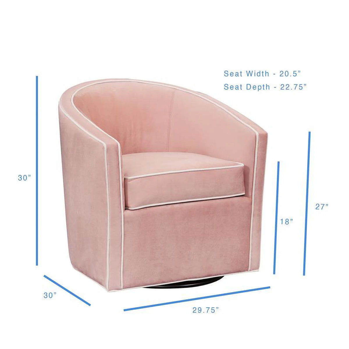Pink Finish Blush Velvet Swivel Accent Chair L250