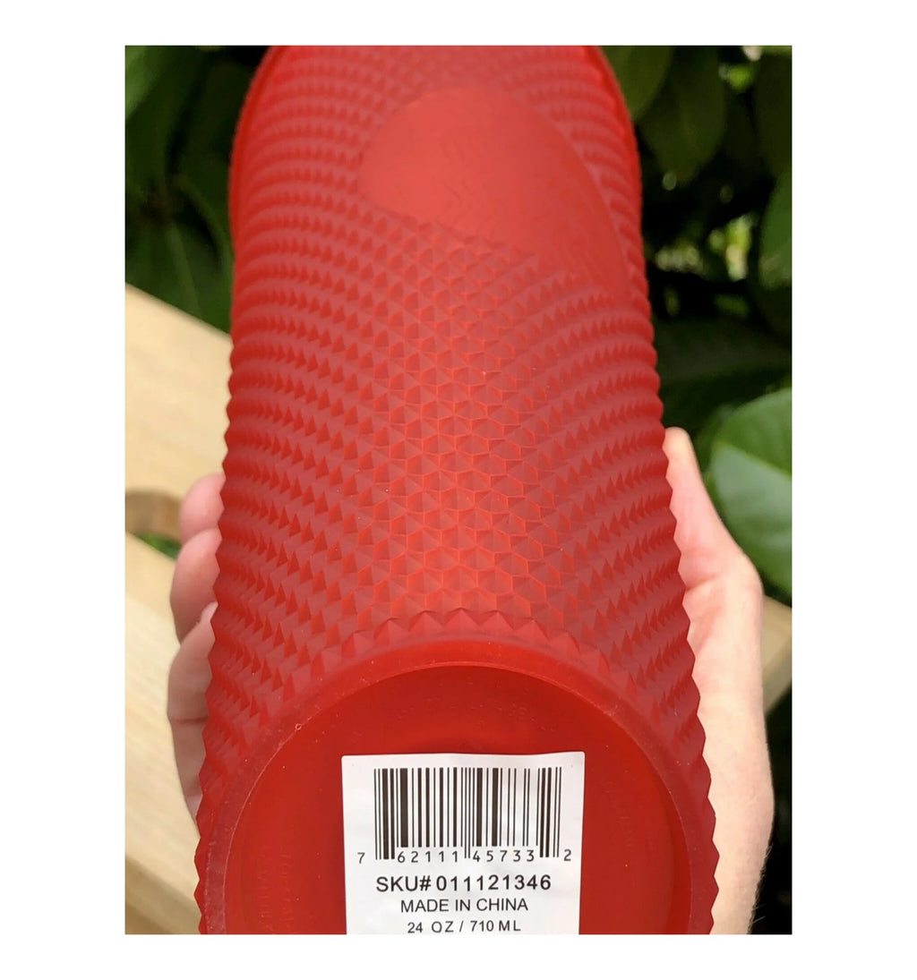 Red Studded Tumbler with Straw B961