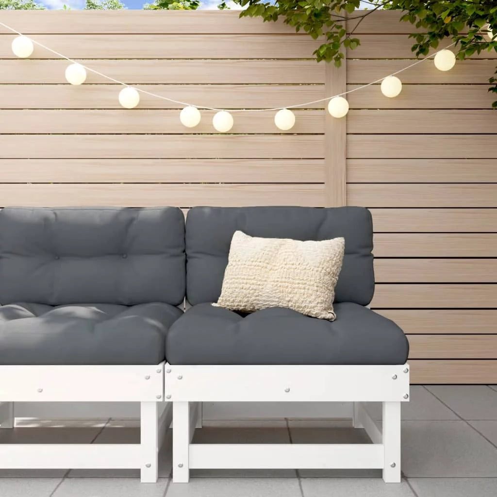 White Solid Wood Pine Middle Sofa with Cushions L384983