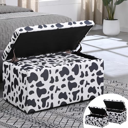 Beige Storage Ottoman Bench Set of 2 Z8452