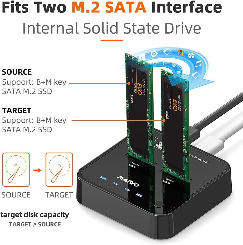 2 Bay M.2 NVMe SATA Dual Protocol Docking Station with USB3.1 GEN2 O549875