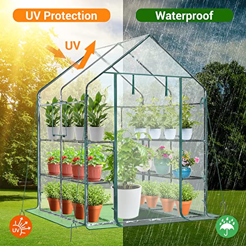 Plastic Greenhouse with Improved Transparent PVC Cover, 3 Tiers 12 Shelves D949248