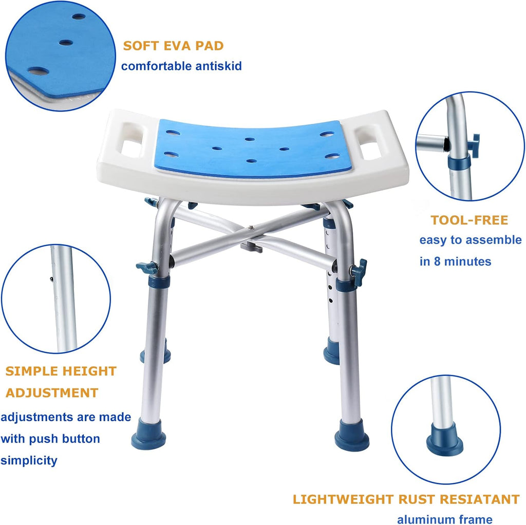 Adjustable Nonslip Shower Chair with Padded Seat H6064