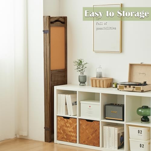 6 Panel Wood Room Divider, Light Brown N6581