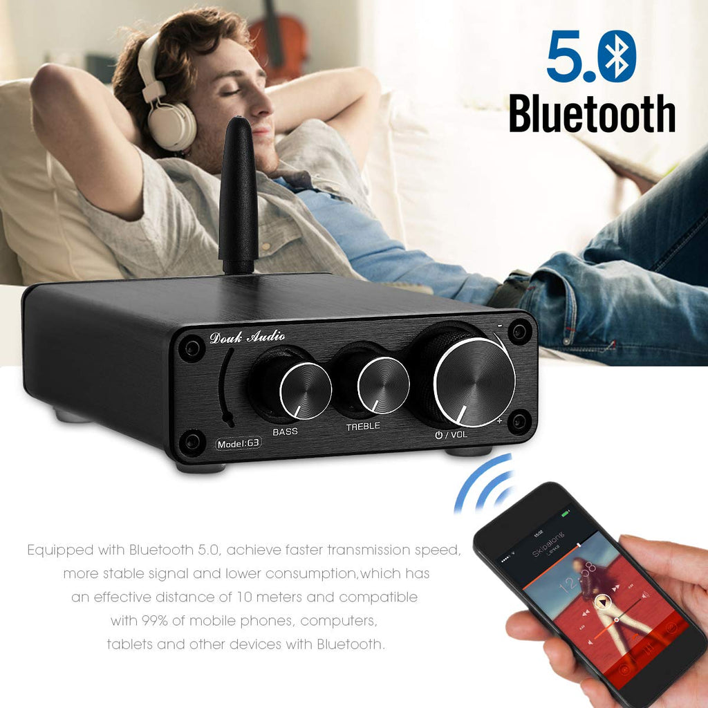 2 Channel Bluetooth 5.0 Power Amplifier 100W Class D Stereo Mini Amp Wireless Receiver Pack of 2 X90029