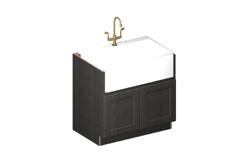 Solid Birch Farm Sink Base Cabinet with Veneered MDF Center Panel S16208