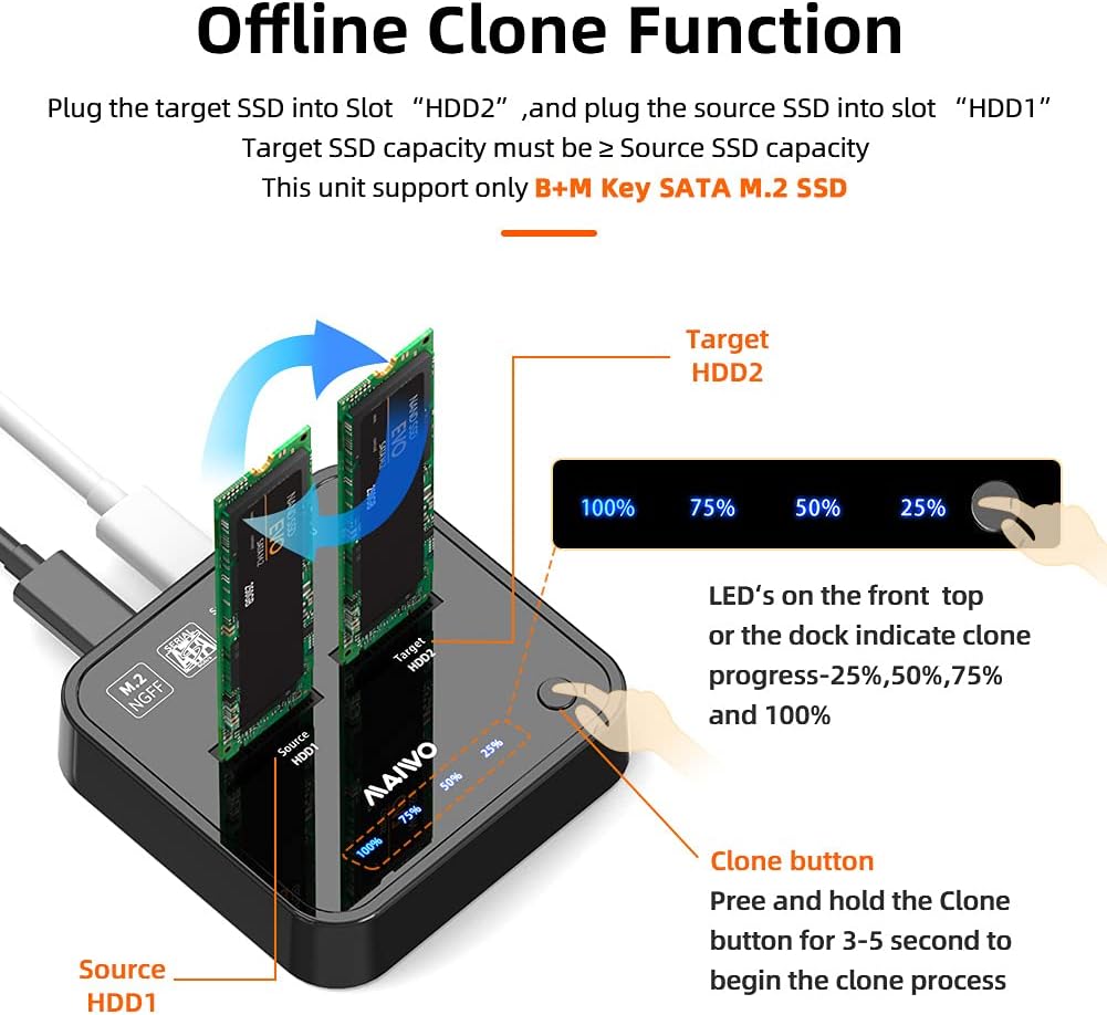 2 Bay M.2 NVMe SATA Dual Protocol Docking Station with USB3.1 GEN2 O549875