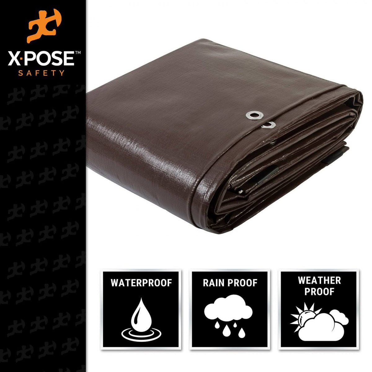 16 x 20 Super Heavy Duty 16 Mil Brown Poly Tarp Cover R8735