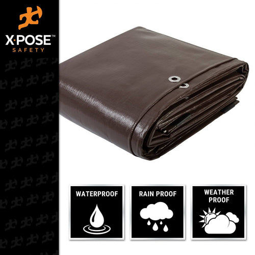 16 x 20 Super Heavy Duty 16 Mil Brown Poly Tarp Cover R8735