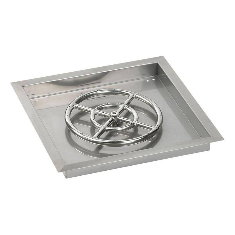18x22 Square Stainless Steel Drop-In Pan with Match Light Kit Propane Fire Pit Ring C800465