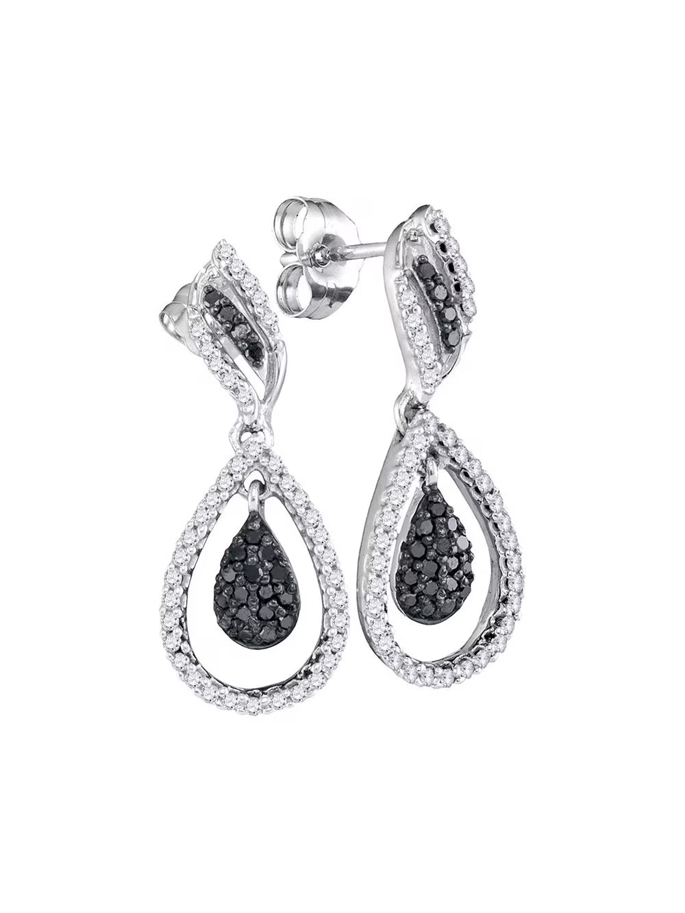 10kt White Gold Diamond Dangle Earrings 1/2 Cttw G693189