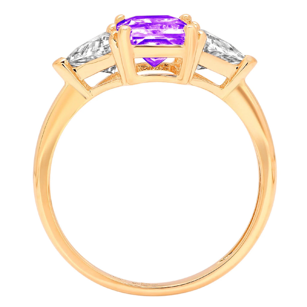 18k Yellow Gold 3 Stone Amethyst Ring X450025