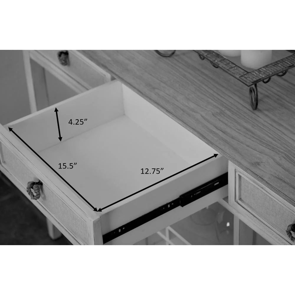 White Light Brown Wood Sideboard with Baskets X20660