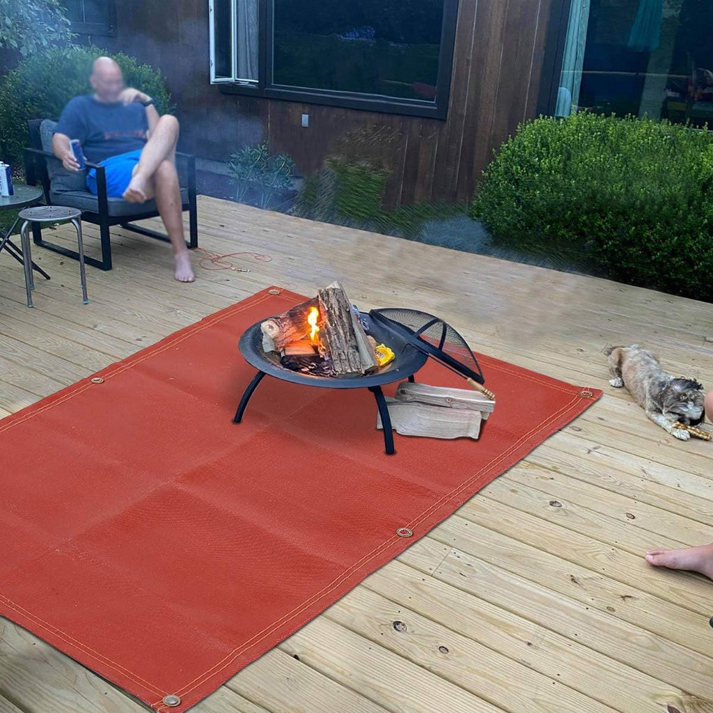 Fireproof Silicone Fire Pit Mat, Washable, 70”×58”, Pack of 2 W467