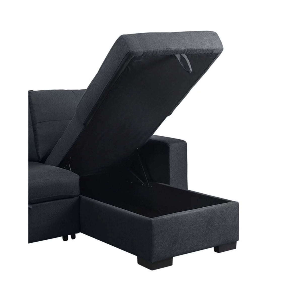 Dark Gray Fabric Sleeper Sectional Sofa with Storage Chaise R915