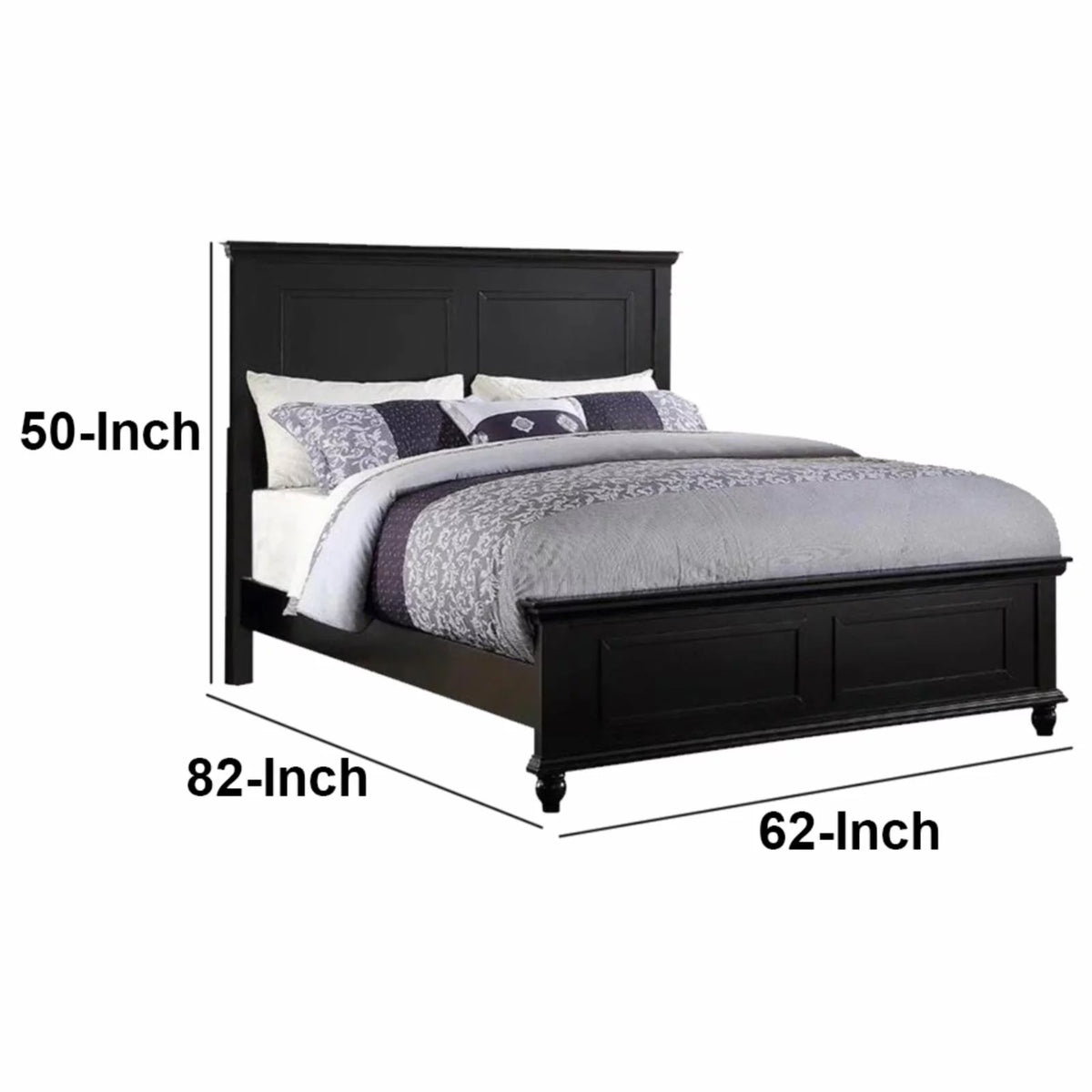 King Wooden Bed Dark Walnut Veneer White E43611